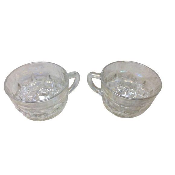 Federal Glass Iridescent Rainbow Thumbprint Tea Cups/Punch Cups with Handles - Picture 4 of 5